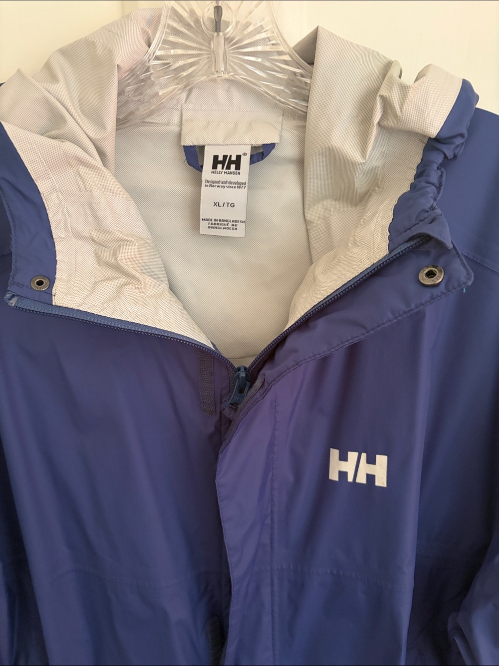 Helly Hansen Blue Hooded Men’s Waterproof Rain Jacket with White Lining, XL - Picture 2 of 6